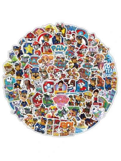  Paw Patrol 100pcs Paw Patrol Stickers, American Comic Children's Toy Stickers, Slap Stickers, Gacha Creative Journaling Materials, Stickers
