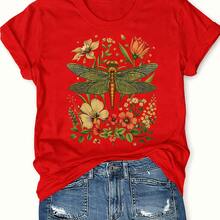 Women's Casual Short Sleeve T-Shirt, Soft And Breathable Cotton Blend, Round Neck, Regular Fit, Basic T-Shirt, Lightweight And Comfortable For Everyday Wear In Summer, Spring And Autumn (Comfort) - 紅色 - 查看 6