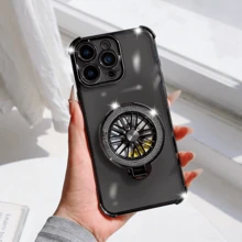 Luxury Fashion Magnetic Spinning Ring Phone Case Drop-Resistant Anti-Drop Four Corner Phone Case Magnetic Bracket Integrated Phone Case Supports Wireless Charging Compatible With IPhone 17/6/7/8/X/XS/XR/11/12/13/14/15/16, Galaxy S26 S20-S25, A03-A07, A11-A17, A20-A73, Note 7/8/9/10/11/12/13/14, 9/10/12/13C/14C/15C A5(171.7), Honor Magic 5 6 7 8 Lite C53 C55 - Black - View 6