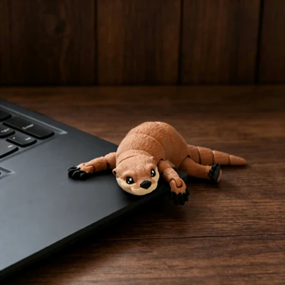 3D Printed Cute Adorable Otter Model, Plastic Toy, Desktop Decor Sculpture, Holiday Gift