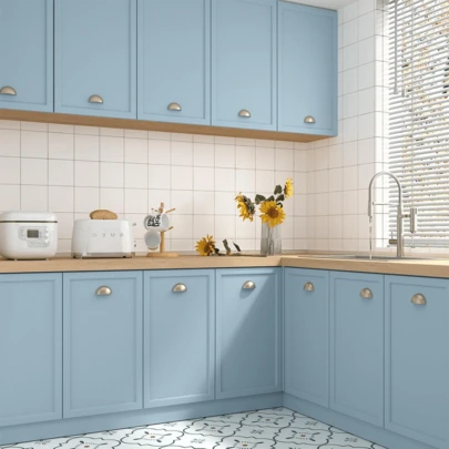 1 Cuộn - Giấy dán tường tự dính màu xanh xám mờ, giấy dán PVC màu xanh lam xỉn có thể tháo rời, thích hợp cho mặt bàn chống thấm nước trong phòng tắm, giấy dán tường vinyl dày, màu trơn, dễ dán.