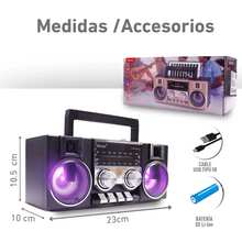 Radio FM/AM portátil con bocina Bluetooth de alta potencia 5W*2, sonido estéreo claro y potente, diseño compacto y resistente ideal para exteriores, incluye luz LED integrada para iluminación nocturna, panel solar para carga ecológica en cualquier lugar, batería recargable de larga duración, conectividad inalámbrica estable, perfecta para viajes, camping, emergencias y uso diario, multifuncional, moderna y práctica para disfrutar tu música favorita en todo momento y lugar sin interrupciones - Ver 2