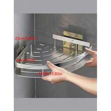 Kệ góc treo tường nhiều tầng hình tam giác không cần khoan, giá đựng đồ góc phòng tắm/bếp/ban công dán tường. - Bạc - Xem 10