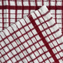 Terry Check Tea Towels - 100% Cotton - Red - View 4