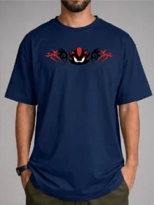 Men's Shadow The Hedgehog T-Shirt, Cotton, Animation, Video Game, Fantasy, Platform, Minimalist, Good For Gift, Women's, Unisex, Shipping Available In Various Colors, Navy Blue T-Shirt - 藏蓝色 - 查看 3