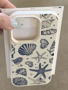 1 pieza Funda de teléfono suave de TPU con diseño de concha de mar blanca, diseño minimalista, compatible con Apple 17, 16, 15, 14, 13, 12, 11 Pro Max, Air y Series - Multicolor - Ver 2