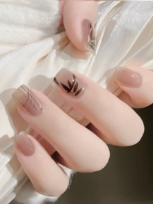 20 pièces de bandes d'ongles en gel semi-durcies, de qualité de salon, longue durée, faciles à appliquer et à retirer, nécessitent un durcissement à la lampe UV - Vieux Rose - Voir 5