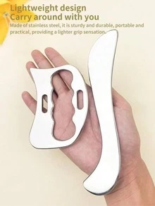 Bộ dụng cụ massage Gua Sha bằng thép không gỉ (1/2 món), máy massage cơ thể toàn thân, dụng cụ massage thư giãn da, dùng được cho cả nam và nữ. - Bạc - Xem 7