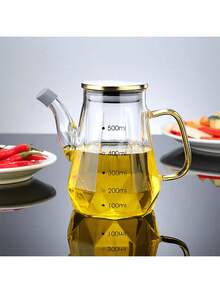 1pc Diamond Glass Seasoning Bottle, Oil Bottle, Non-Drip Kitchen Household Condiment Container With Stainless Steel Lid - Multicolor - View 12