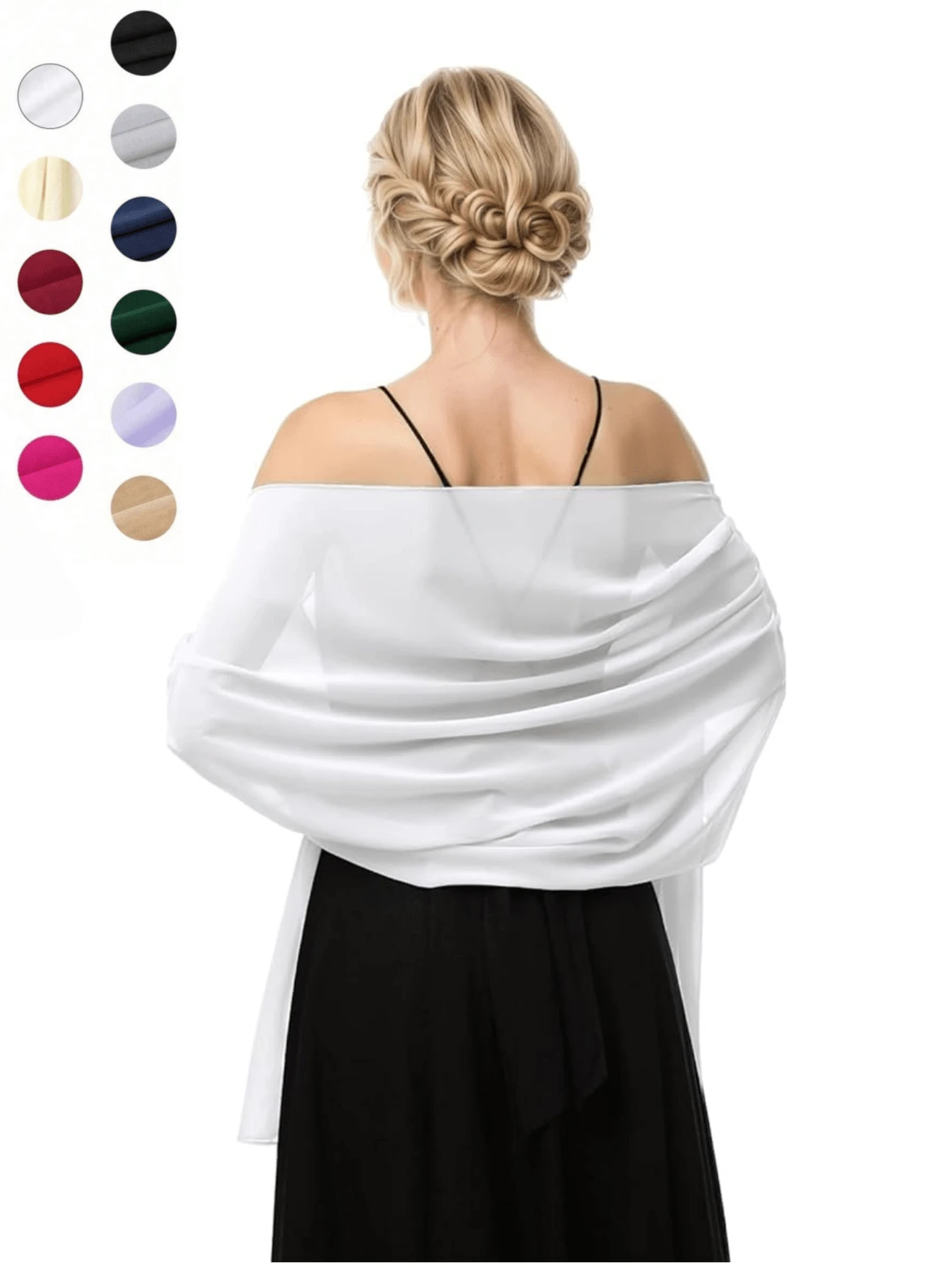 1pc Women's Fashionable Elegant Chiffon Shawl, White Scarf And Wrap, Suitable For Wedding, Party, Evening Dress And Special Occasions, Champagne Color Fall Clothes For Women