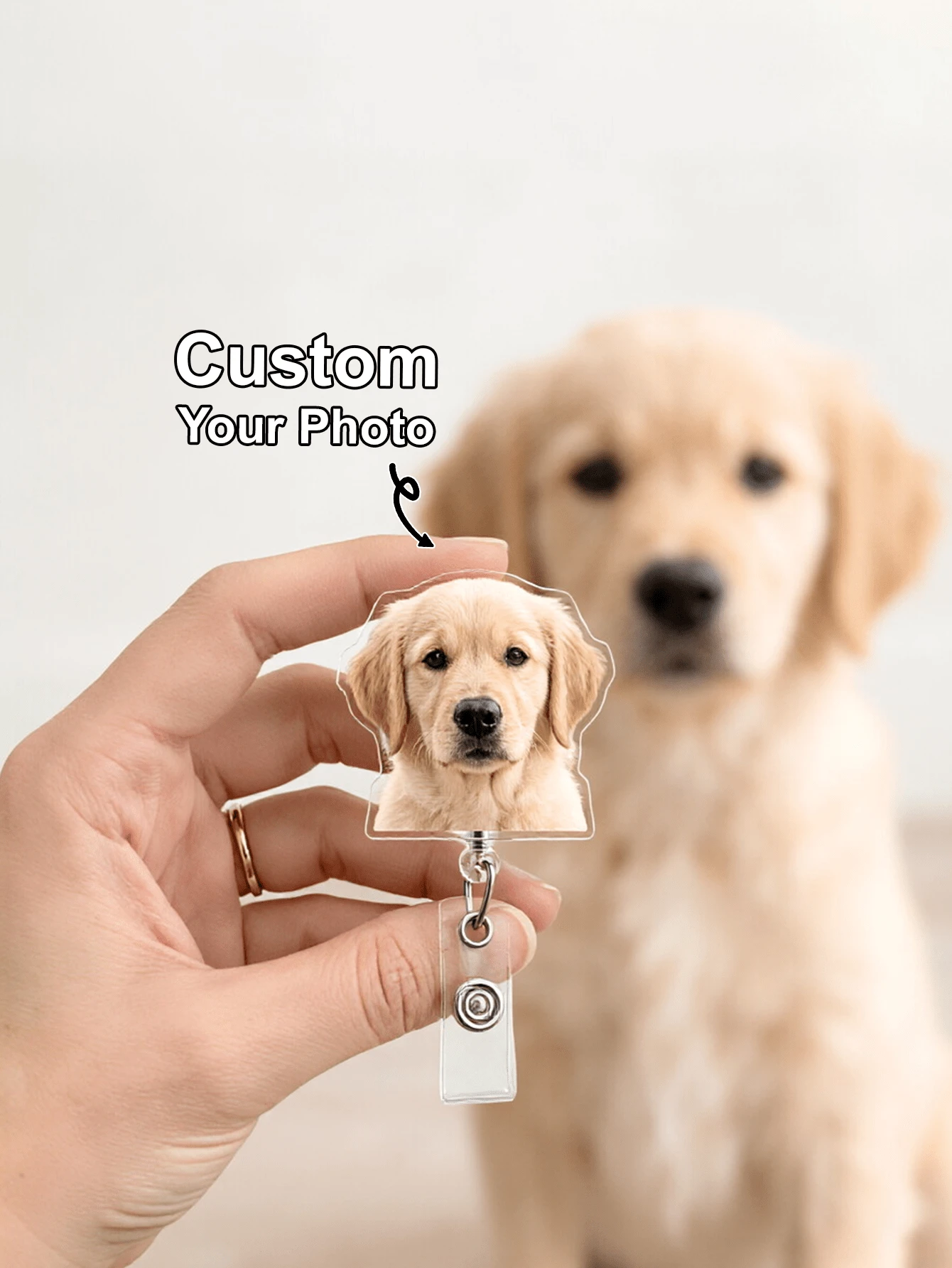 Cuộn dây đeo ảnh thẻ thú cưng tùy chỉnh, Giá đỡ thẻ ID hình mặt chó cá nhân hóa, Thẻ tên y tá có thể thu gọn, Thẻ ảnh mèo bằng acrylic, Quà tặng Valentine, Hình mặt chó hoặc mèo tùy chỉnh, Quà tặng cho người nuôi chó, Giá đỡ thẻ ID thú cưng cá nhân hóa, Cuộn dây đeo thẻ y tá, Cuộn dây đeo thẻ y tế, Dành cho bác sĩ/y tá, Đồ dùng học tập, Giá đỡ thẻ ID thiết yếu cho năm học mới. - Cuộn giấy huy hiệu H-Pet - Xem 1