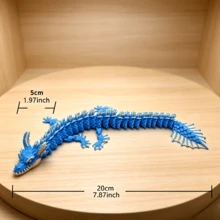 3D Printed Movable Joint Blue Dragon Doll, Children's Educational Stress Relief Plush Doll, Realistic Animal Model Decor Gift - Blue Dragon - View 3