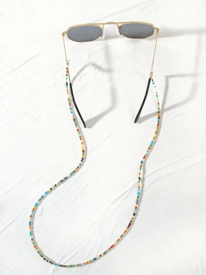 1 chiếc dây đeo kính đính hạt phong cách Bohemian, dây trang trí kính thời trang bằng acrylic, dây đeo kính chống trượt bằng silicon, dây đeo kính mắt và kính đọc sách, dây đeo kính dễ thương, dây treo kính thời trang, dây đeo kính.