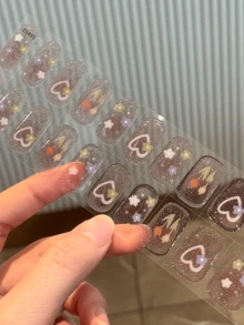 20片半固化凝胶美甲贴，沙龙级耐用，易于粘贴和卸除，需使用UV灯固化 - 彩色 - 查看 6