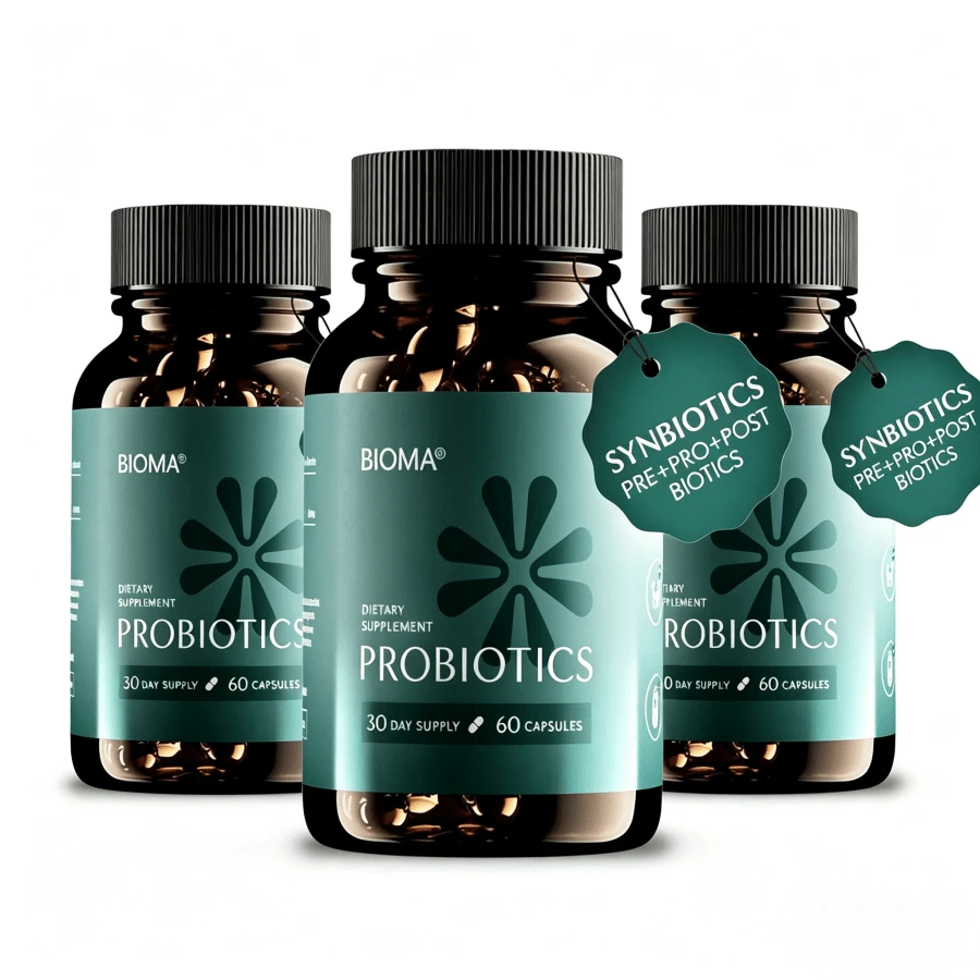 BI0MA Probiotics - Digestive Health Probiotic - Gut Support For Men & Women With Xylooligosaccharides, Tributyrin & Bifidobacterium - Vegan & Gluten Free - 60 Delayed-Release Capsules (30-Day Supply) - 3-bottle - 查看 1