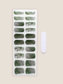 20片半固化凝胶美甲贴，沙龙级耐用，易于粘贴和卸除，需使用UV灯固化 - 霧霾藍 - 查看 3