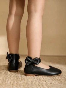 Sepatu Flat Hitam yang Lucu & Cantik untuk Anak Perempuan, Cocok untuk Musim Gugur & Semua Musim - Hitam - View 5