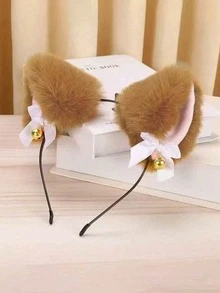 1个可爱猫耳铃铛发箍，萌萌的女孩猫/狐狸耳朵发夹头饰 - 彩色 - 查看 3