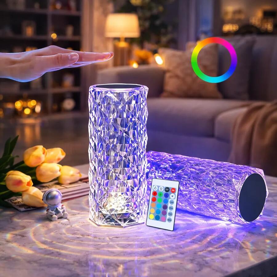 Luminária de Mesa LED Multicor Cristal Decorativa Com USB 21cm - Multicolorido - Visão 1