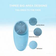 Portable Electric Silicone Facial Cleanser With Waterproof Vibration Massage Function, 5 Modes, Deep Skin Exfoliating Facial Brush. - 薄荷藍 - 查看 4