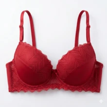 3 SUJETADORES Para Mujer EN COPA B Y C CON VARILLA  Diseño: Zigzag a media copa -ideal para regalar o consentirte a ti misma - Rojo - Ver 3