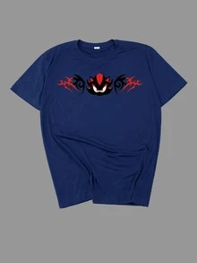Men's Shadow The Hedgehog T-Shirt, Cotton, Animation, Video Game, Fantasy, Platform, Minimalist, Good For Gift, Women's, Unisex, Shipping Available In Various Colors, Navy Blue T-Shirt - 藏蓝色 - 查看 1