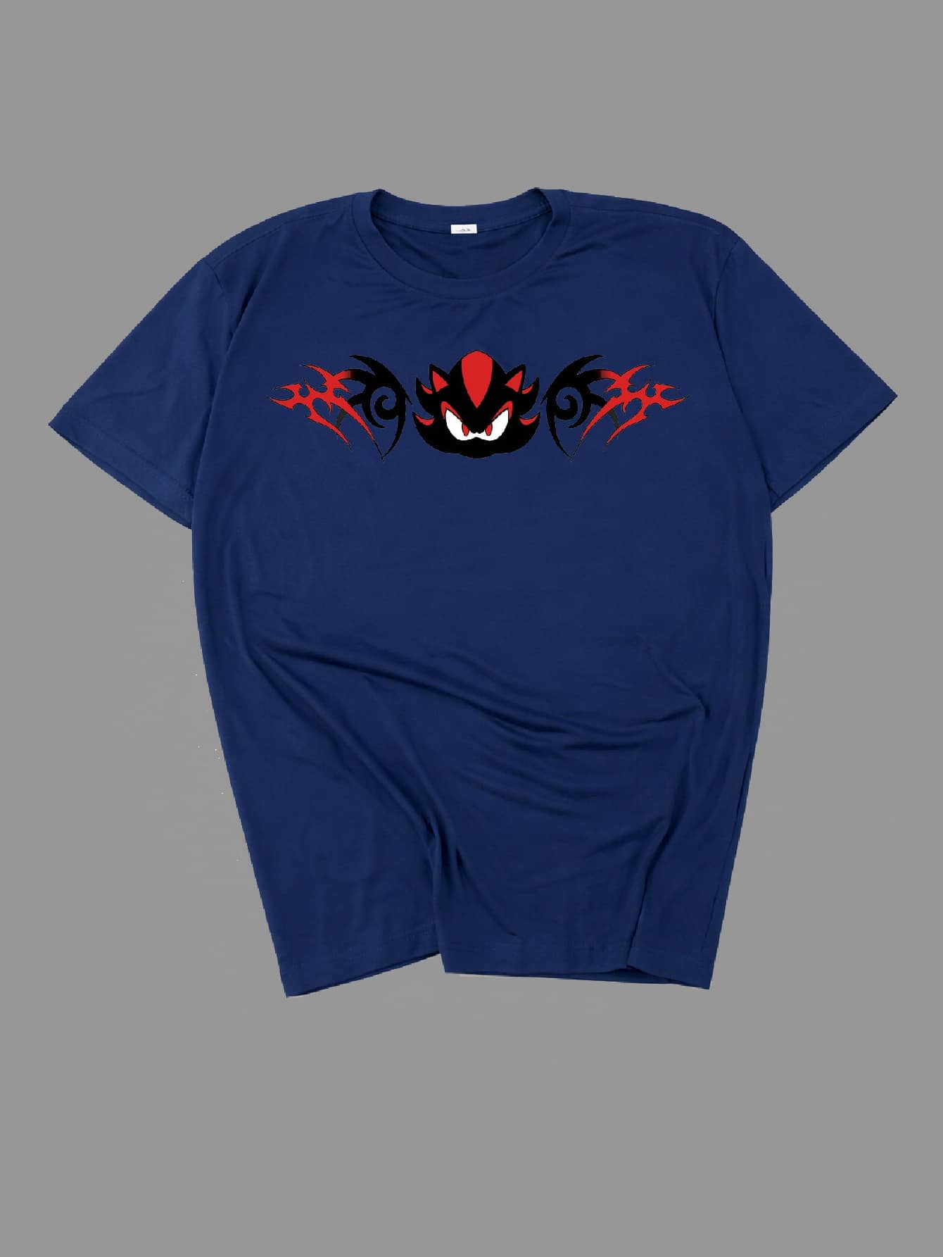 Men's Shadow The Hedgehog T-Shirt, Cotton, Animation, Video Game, Fantasy, Platform, Minimalist, Good For Gift, Women's, Unisex, Shipping Available In Various Colors, Navy Blue T-Shirt - 藏蓝色 - 查看 1