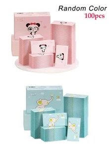 100pcs Individually Wrapped Portable Disposable Cleaning Wipes (Random Color) Suitable For Parties, Daily Use, Travel - A - View 10