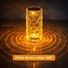 Luminária de Mesa LED Multicor Cristal Decorativa Com USB 21cm - Multicolorido - Visão 4