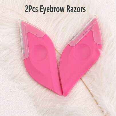 2支装安全眉刀，专业去角质工具，带防护网，便携式女士面部剃毛器，无痛去除眉毛、面部毛发和面部绒毛，多功能美容工具