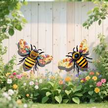 2pcs Metal Bee Wall Art Decor, Suitable For Garden, Yard, Living Room, Bedroom, Patio, Balcony - No Electricity Needed, Outdoor Fence Art Decor, Ideal Gift For Family And Friends - 2 Bees - View 3