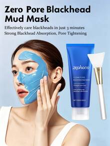 zephoco Mascarilla facial de barro para puntos negros Zero Pore con brocha de gelatina - Refrescante y minimizador de poros - Fórmula de secado rápido en 3 minutos con AHA, BHA, PHA y arcilla purificante de poros - Mascarilla de barro coreana de 100g - Ropa formal - Ver 2