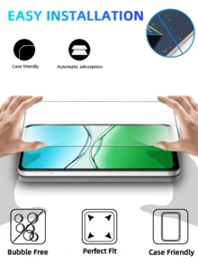 2片装钢化玻璃屏幕保护膜，兼容OPPO A5 A54 A78 A93 A95 A96 A58 A72 A73 A74 A78 A79 A15 A17 A18 A3 A38 A54 A15S A60 A3 Pro A5 Pro A5x Reno系列，防刮花，无气泡，9H硬度，防指纹膜 - 無色 - 查看 8
