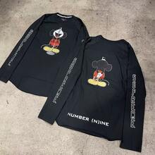 Supreme X Number (N)Ine X Mickey Mouse Raglan L/S Top | Premium Lightweight Cotton Jersey | Iconic "Rock & Roll" Mickey Graphic | Contrast Raglan Sleeve Construction | Archival Collaborative Grail | Vintage Ura-Harajuku Aesthetic - 黑色 - 查看 6