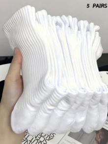 10双装男士纯白袜子，美式加厚吸汗透气中筒袜，适合日常穿着和跑步运动，男女通用 - 彩色 - 查看 8