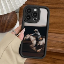 1个西部牛仔骑马图案手机壳，复古美式风格，防震TPU保护套，兼容 17/17 Pro/17 Pro Max/16/11/13/15/15 Plus/15 Pro/15 Pro Max/12/14 Pro Max/11 Pro Max/12 Pro/12 Pro Max/13 Pro/13 Pro Max/14 Pro/14 Plus，Galaxy A56 5G/A06/A05/A05S/S25/S24/S23/S22 - 黑色 - 查看 1