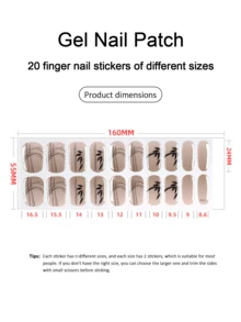 20 pièces de bandes d'ongles en gel semi-durcies, de qualité de salon, longue durée, faciles à appliquer et à retirer, nécessitent un durcissement à la lampe UV - Vieux Rose - Voir 4