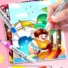 一套高品质丙烯独角兽卡通马克笔,可水洗、不透明、可叠加、防水、速干,适合手绘、DIY水彩画,是绝佳的绘画笔礼品。 - 彩色 - 查看 7