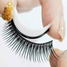 12片/盒 黑色假睫毛胶条，温感替换装，果冻状无胶自粘黑色假睫毛条 - 黑色 - 查看 4