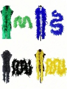 Feather Boa, DIY Party Costume Accessory, Colorful Feather Boa Scarf Decor, Suitable For Birthday Party, Halloween, Christmas, Racing, Tea Party, New Year's Eve, Concert, Home Decor, Dance Wedding, Stage Performance, Carnival Costume - Multicolor - View 7
