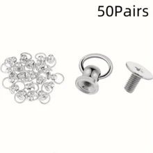 20/30/50Pairs Round Tip Rivets With Pull Ring, Phone Case Accessories Decorative Nails, Doll Hanging Rings, Leather Rivet Kit, DIY Accessories Screws And Rivets, Used For Leather Craft Wallets, Phone Cases, Handbags, Clothes, Etc. - Multicolor - View 20