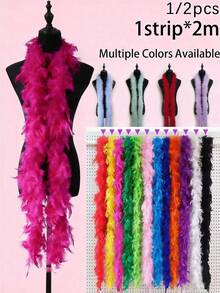 Feather Boa, DIY Party Costume Accessory, Colorful Feather Boa Scarf Decor, Suitable For Birthday Party, Halloween, Christmas, Racing, Tea Party, New Year's Eve, Concert, Home Decor, Dance Wedding, Stage Performance, Carnival Costume - Multicolor - View 1