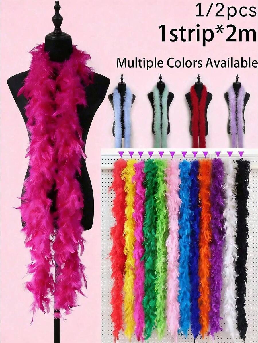 Feather Boa, DIY Party Costume Accessory, Colorful Feather Boa Scarf Decor, Suitable For Birthday Party, Halloween, Christmas, Racing, Tea Party, New Year's Eve, Concert, Home Decor, Dance Wedding, Stage Performance, Carnival Costume - Multicolor - View 1
