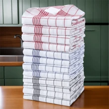 3/6件装经典格子洗碗巾，亚麻棉混纺茶巾，亚麻厨房巾，多用途毛巾，可用于清洁水槽、炉灶、锅具、厨房织物和餐具 - 45*62cm - 查看 3