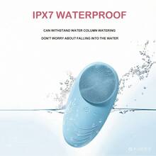 Portable Electric Silicone Facial Cleanser With Waterproof Vibration Massage Function, 5 Modes, Deep Skin Exfoliating Facial Brush. - 薄荷藍 - 查看 5