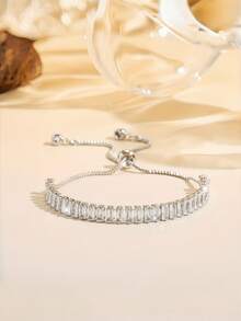 1 chiếc vòng tay tennis đính đá Cubic Zirconia thời trang, trang sức tổng hợp cao cấp, phù hợp cho nữ giới đeo hàng ngày, đi nghỉ lễ, dự tiệc, tiệc chiêu đãi, làm quà tặng. - Nhiều màu - Xem 2