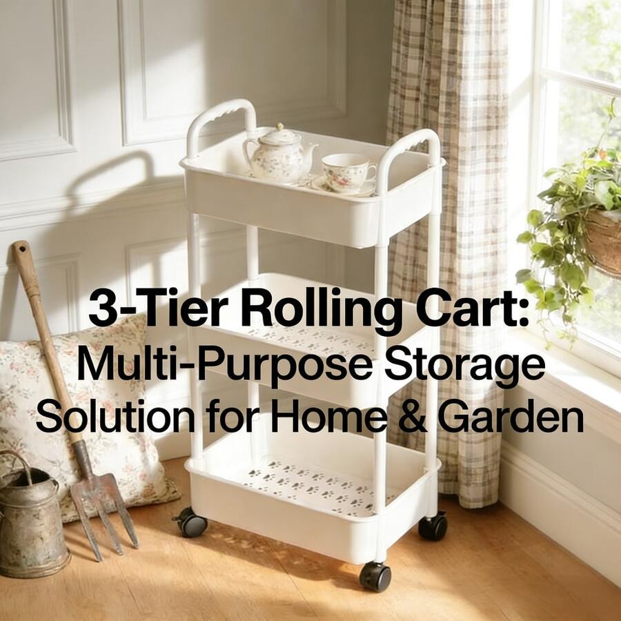 3 - Tier Rolling Storage Cart With Wheels, Multi - Layer Utility Trolley Organizer With Perforated Shelves & Divided Baskets, Easy - Move Storage Solution For Bathroom, Kitchen, Office, Bedroom, Quick Assembly & Space - Saving Design - trắng - Xem 1
