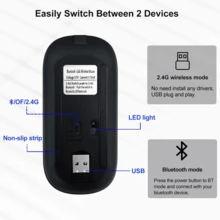 Rechargeable Wireless Mouse, Dual Mode 2.4G+BT5.0, Ultra Slim Silent Portable Mouse With USB Receiver & Type-C Charging For Laptop, PC, Tablet, Office, Home, Travel - View 11