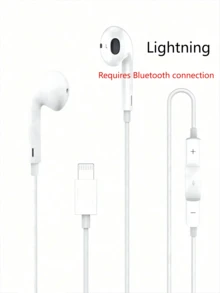 Auriculares con cable Lightning con control en línea, compatibles con 14/13/12/11/XR/XS/X/8/7/SE/Pro/Pro Max, adecuados como regalo de Navidad/familia - Blanco 1 - Ver 12