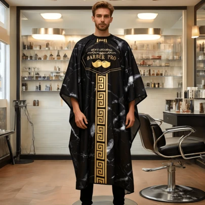 Professional Hairdressing Apron, Adjustable Buckle Design, Plus Size Suitable For Haircutting And Styling, Durable And Easy To Clean Fabric, Breathable Quick-Dry Hairdressing Cape, Comfortable Shaping Styling, Lightweight, Fashionable Black Design
